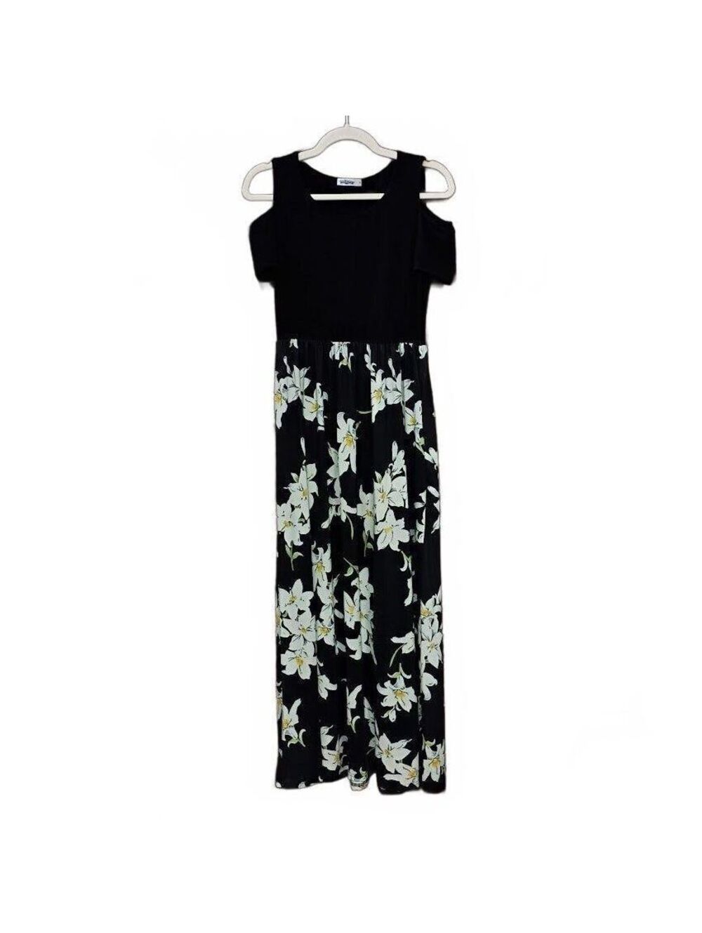 Styleword Black Floral Cold Shoulder Maxi Dress Size M